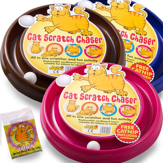 PetzTrendz Cats Toys Ball Interactive Scratcher Chaser Best Pet Scratch Toy Play Combined Catnip