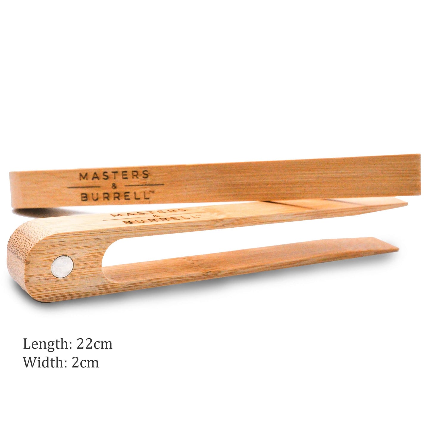 Masters & Burrell Magnetic Bamboo Toaster Tongs Kitchen Tongs for Grabbing Toast with Strong Magnet to Easily Attach on The Toaster 22cm x 2cm Set of 2