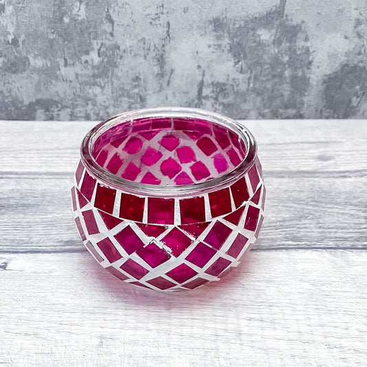 Mosaic Glass Candle Holder Vintage Jar Tea Light Holders Romantic Tea Light Candle Holder Home Decoration with Upto 8 Hour Burn Tea Light Candles