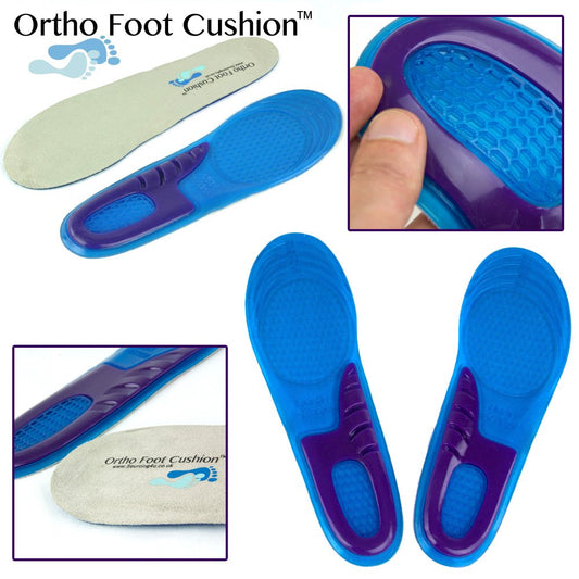 Ortho Foot Cushion Gel Silicone for Men and Women Replacement Inserts for Sports Shoes Trainers Work Boots Quality Shock Absorption Orthotic Arch Support Small Pair
