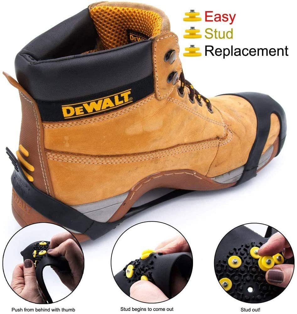 Winter Wise 10-STUD Ice Snow Grips, Anti Slip Winter Ice Cleats Universal Over-Shoe Spikes Stretch Fit Snow & Ice Crampons Traction Cleats Grips