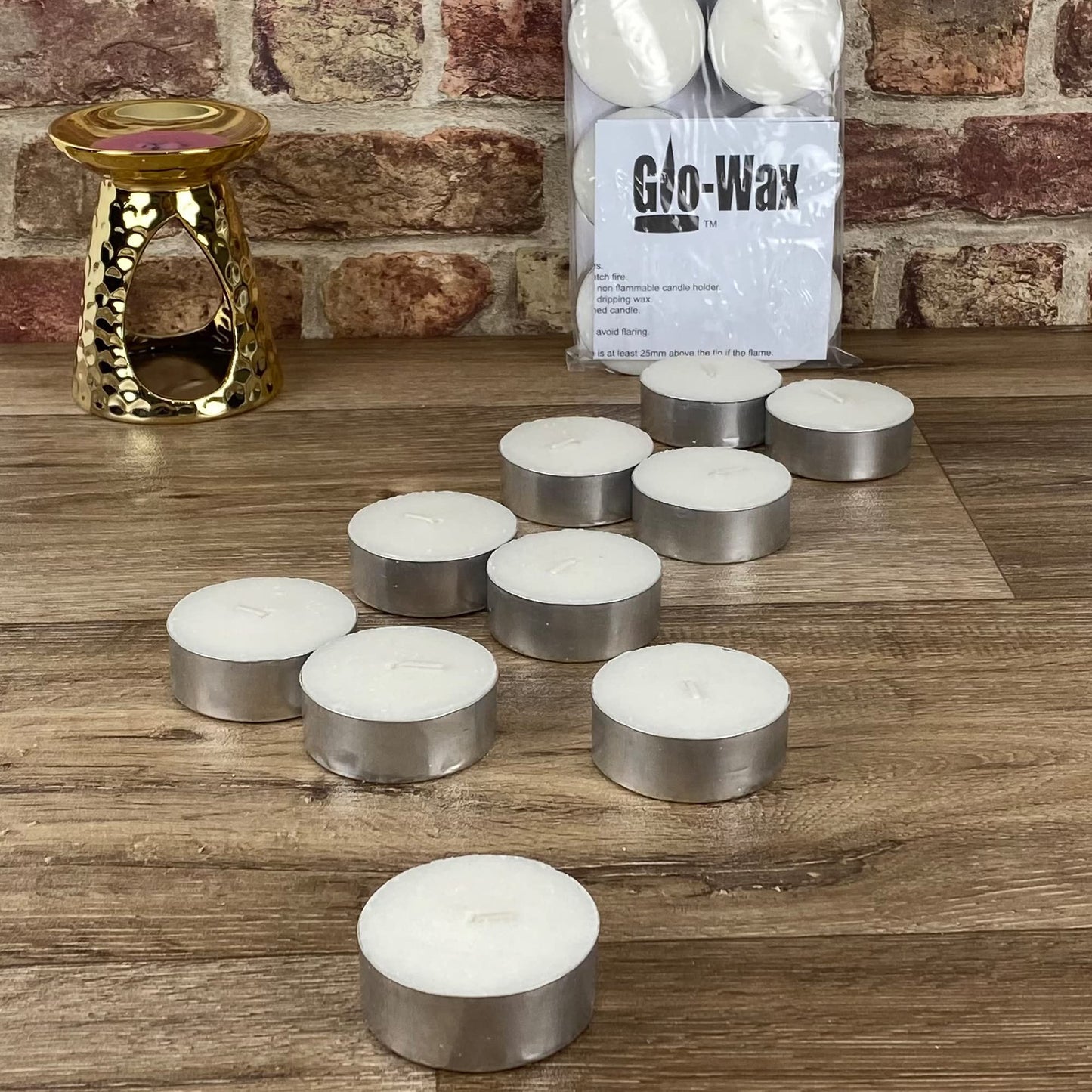 Glo-Wax Giant Tea Lights – Extra Large Unscented Long Burning Tea Lights Candles for Home & Outdoor Ambience, 10-Hour Maxi Candles – White Wax Set for Decor, Events & Relaxation
