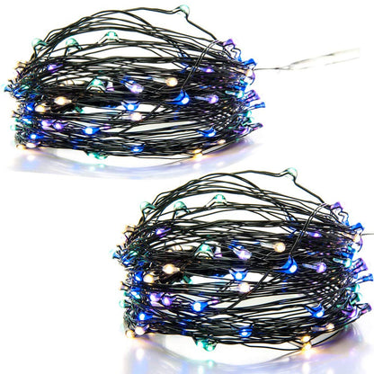 100 LED Fairy Lights 10.5M Now with 105 LEDs 8 Function USB Power Supply Copper & Black Wire S4U