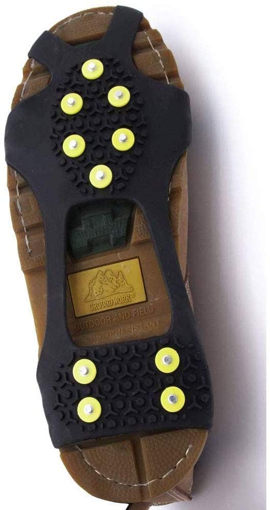 Winter Wise 10-STUD Ice Snow Grips, Anti Slip Winter Ice Cleats Universal Over-Shoe Spikes Stretch Fit Snow & Ice Crampons Traction Cleats Grips