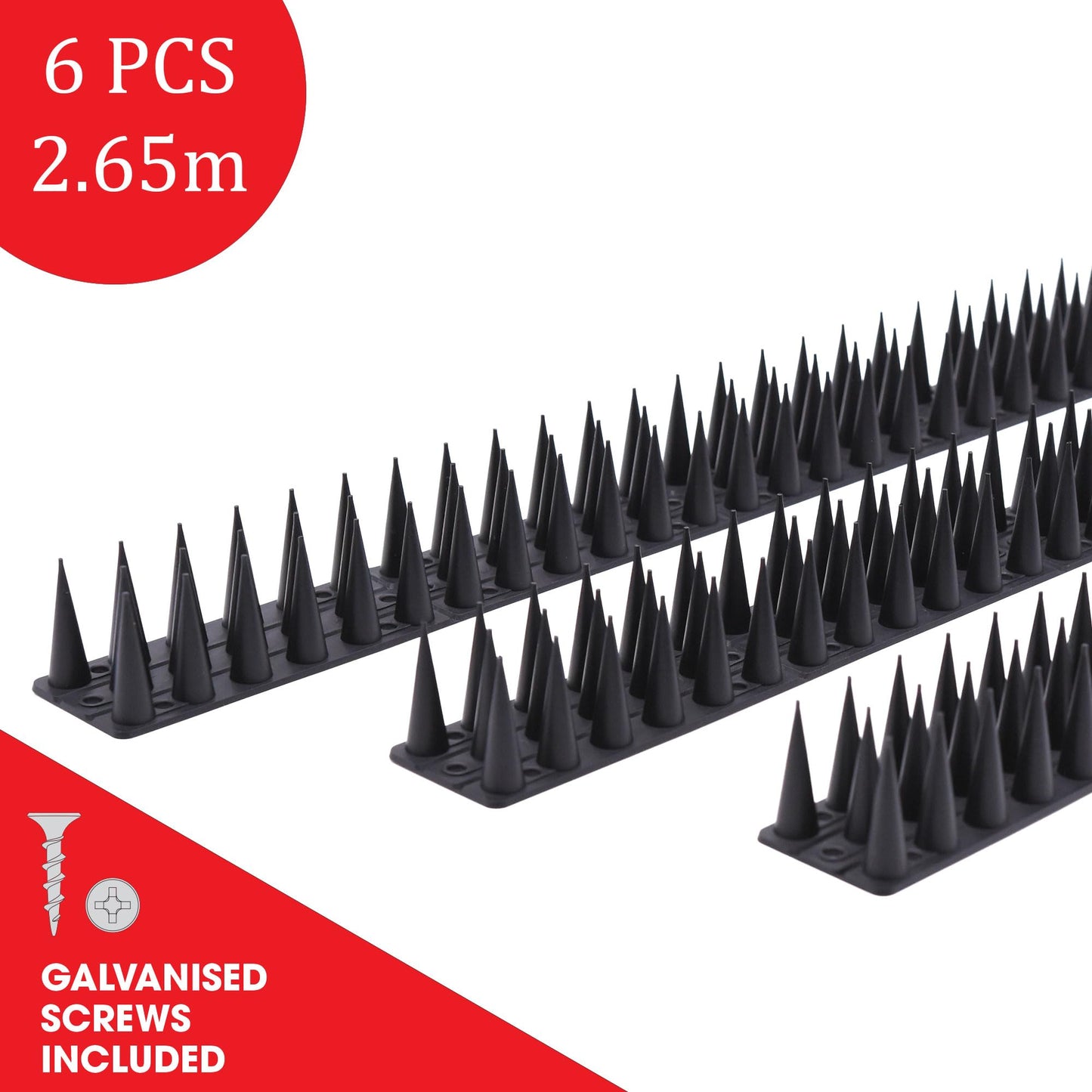 Fence Wall Spikes Garden Tall Bird Spikes Cat Pigeon Deterrent Coverage of Approx.16M Per Box Anti Climb 44 x 4.3 x 3.8cm Warning Sign Included & Screws
