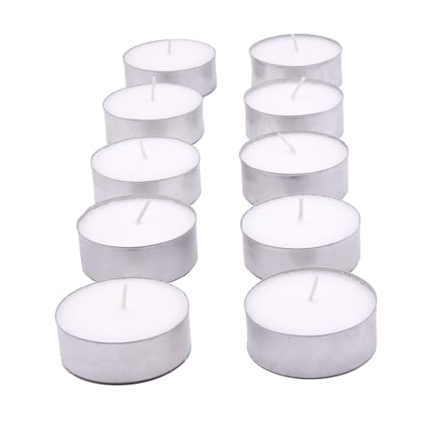 Glo-Wax Giant Tea Lights – Extra Large Unscented Long Burning Tea Lights Candles for Home & Outdoor Ambience, 10-Hour Maxi Candles – White Wax Set for Decor, Events & Relaxation