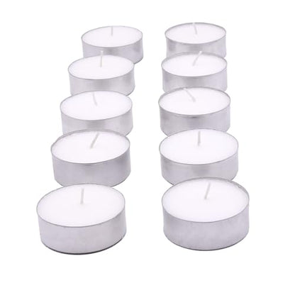 Glo-Wax Giant Tea Lights – Extra Large Unscented Long Burning Tea Lights Candles for Home & Outdoor Ambience, 10-Hour Maxi Candles – White Wax Set for Decor, Events & Relaxation