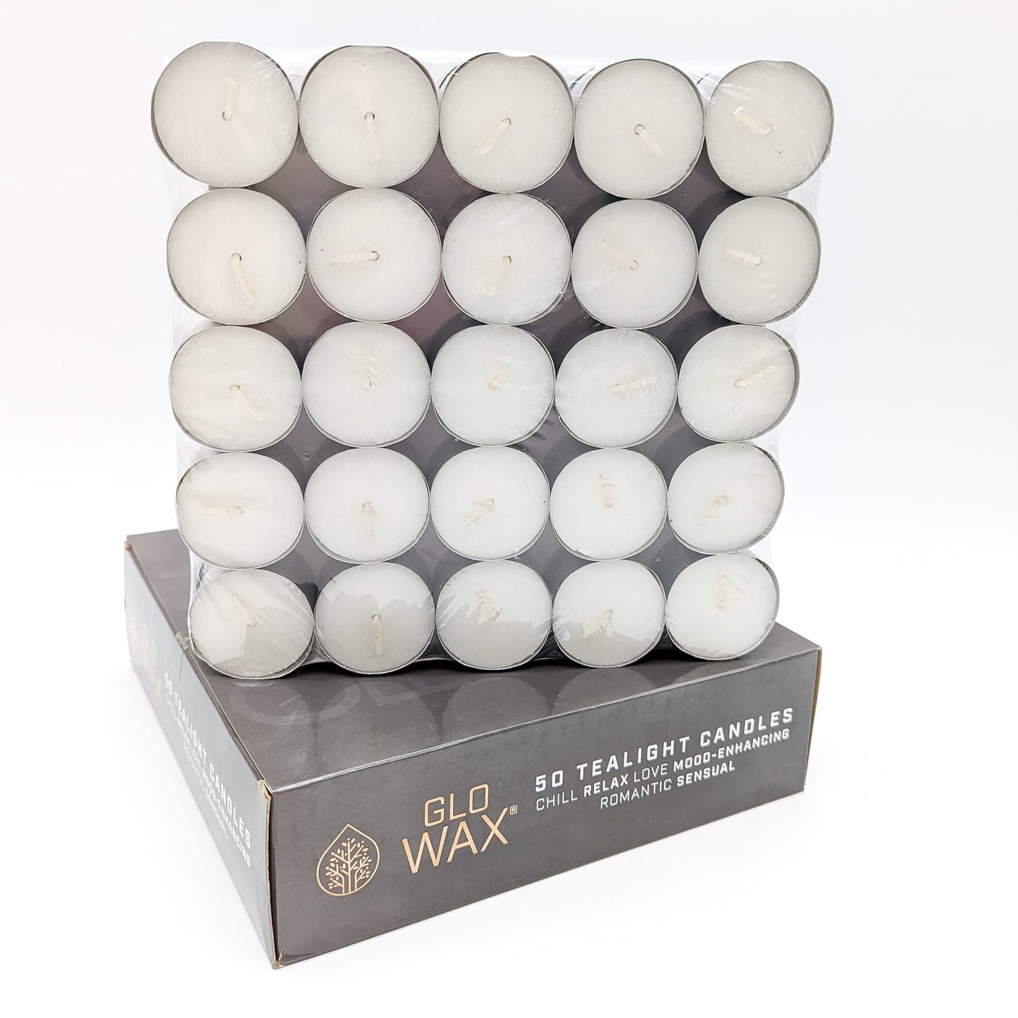 Glo-Wax Tea Lights Candles 8 Hour Burn White Unscented T Lights Quality Long Lasting for Home Décor 3.7 x 2.4cm