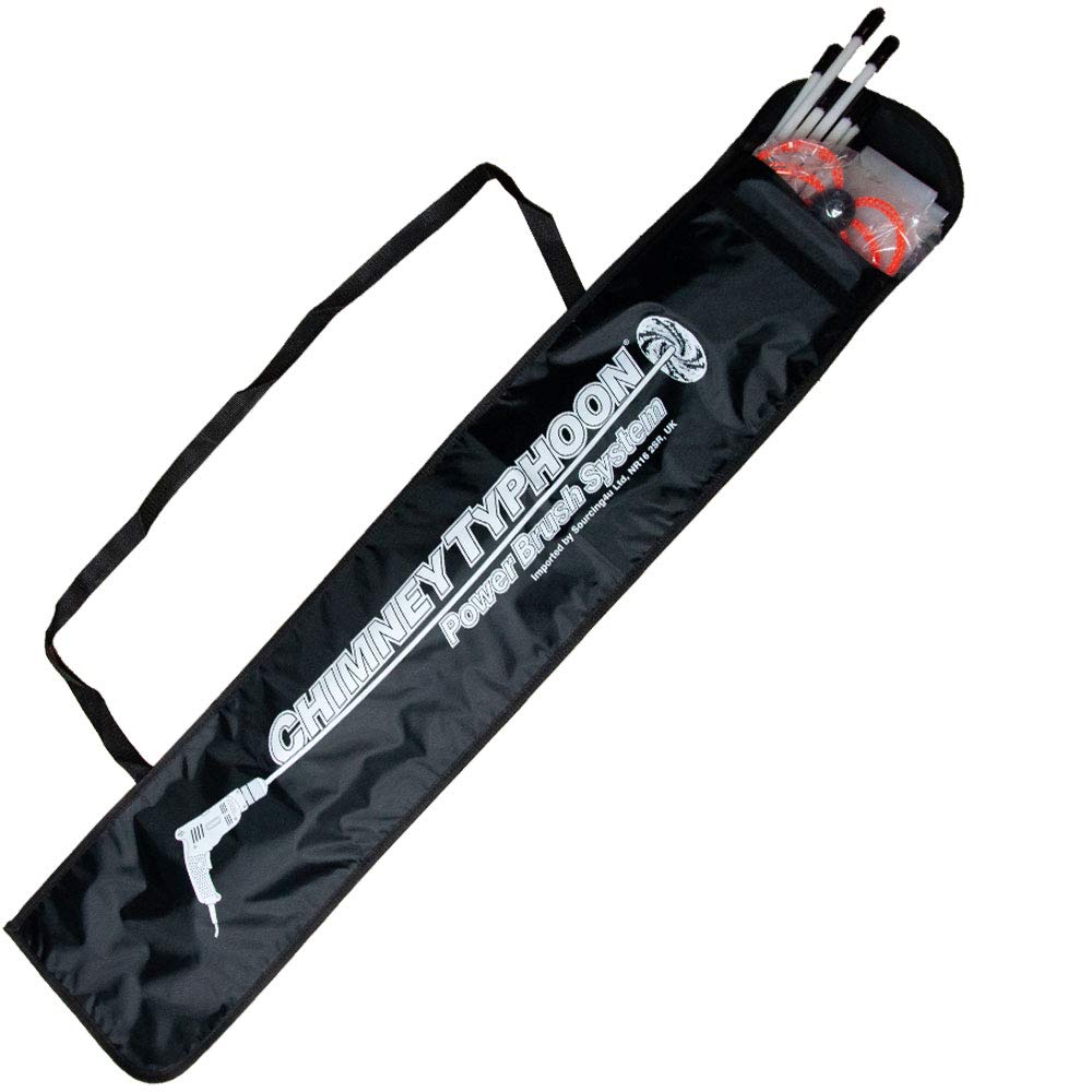 Chimney Typhoon Power Sweeping Set Flexible Nylon Rods & Brush Head Rotary Drill Drive Chimney Kit Flue Cleaner Removes Soot