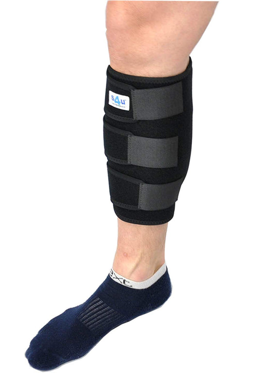 S4U Calf Compression Brace Calf Support for Men and Women for Muscle, Strain and Sprain Relief for Sports Deluxe Extra Comfort Breathable One Size Black