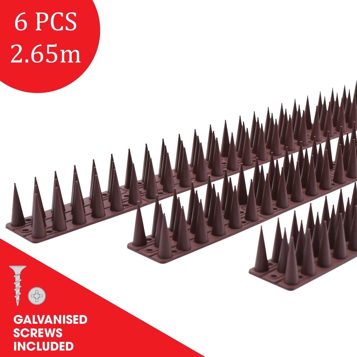 Fence Wall Spikes Garden Tall Bird Spikes Cat Pigeon Deterrent Coverage of Approx.16M Per Box Anti Climb 44 x 4.3 x 3.8cm Warning Sign Included & Screws