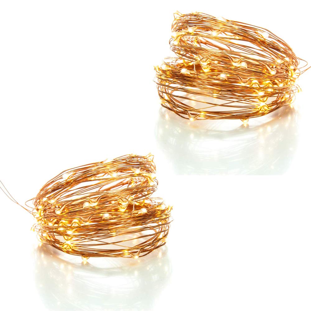100 LED Fairy Lights 10.5M Now with 105 LEDs 8 Function USB Power Supply Copper & Black Wire S4U