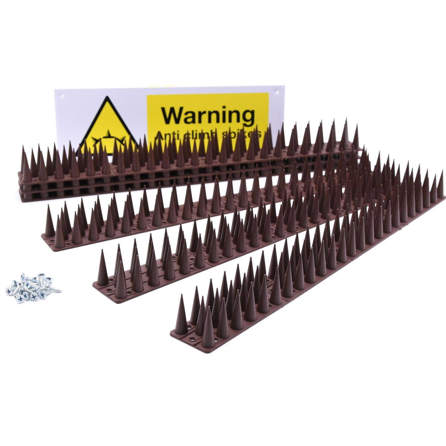 Fence Wall Spikes Garden Tall Bird Spikes Cat Pigeon Deterrent Coverage of Approx.16M Per Box Anti Climb 44 x 4.3 x 3.8cm Warning Sign Included & Screws