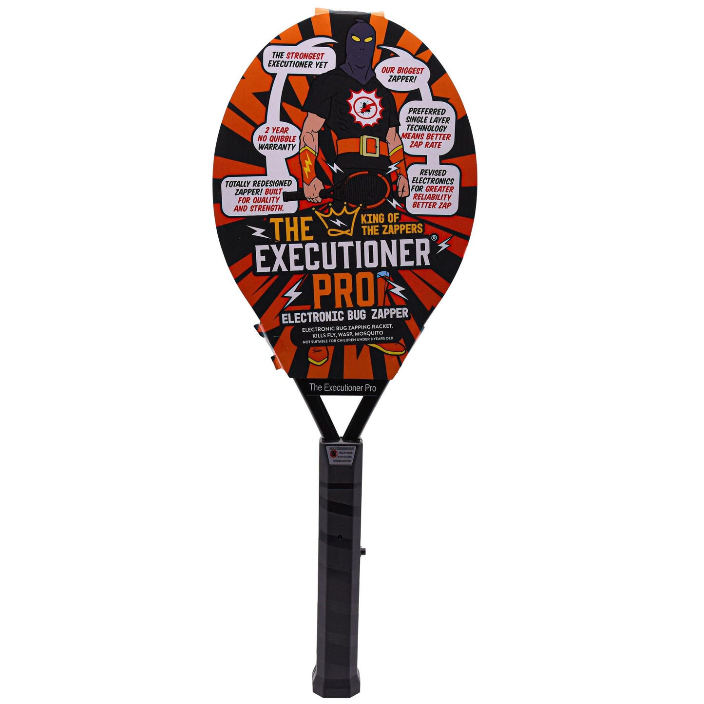 The Executioner Pro Electric Bug Zapper Fly Swatter Wasp, Mosquito, Bug, Insect Killer Single Layer Racket Efficient Zapping Indoor Outdoor Long Handle 56cm