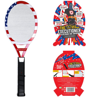 The Executioner USA Flag Electric Fly Swatter Bug Zapper Racket Fly Wasp Mosquito Insect Killer Single Layer Pest Control for Indoor and Outdoor