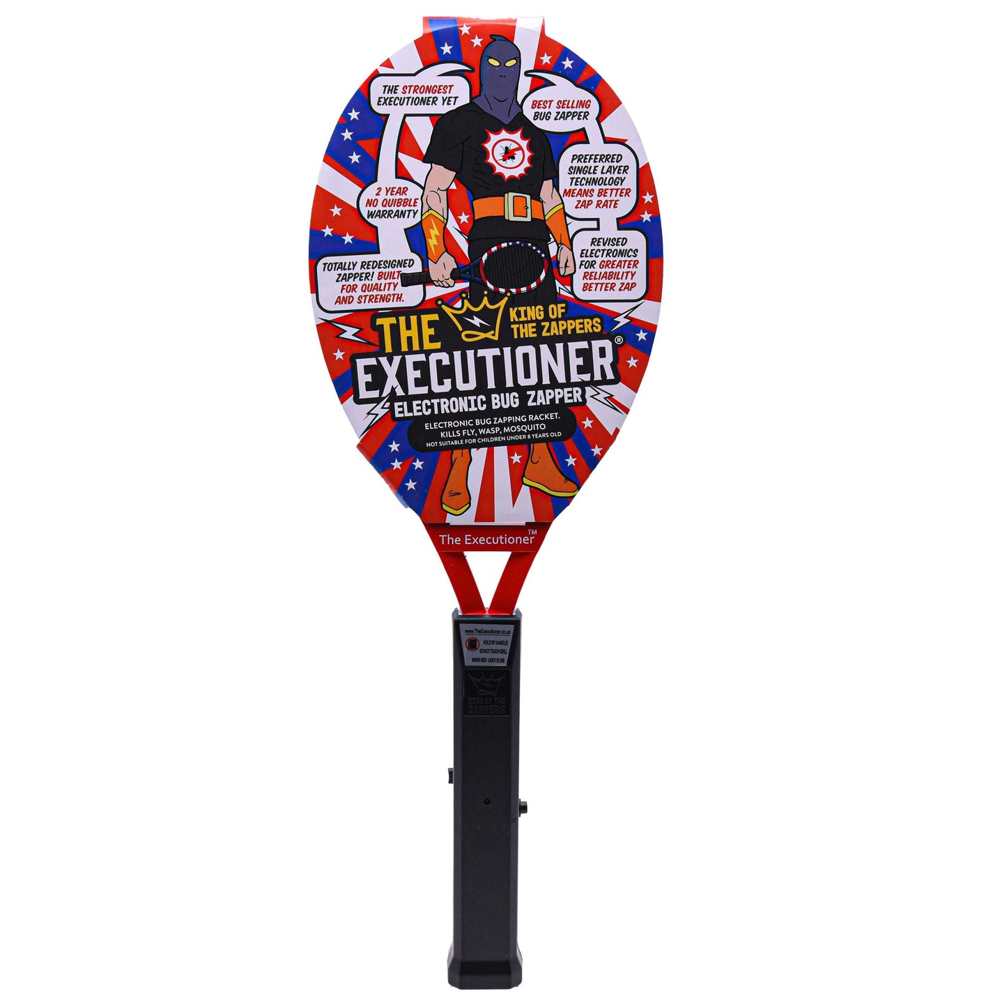 The Executioner USA Flag Electric Fly Swatter Bug Zapper Racket Fly Wasp Mosquito Insect Killer Single Layer Pest Control for Indoor and Outdoor