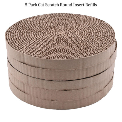 Cat Scratch Pads Round Cardboard Replacement Scratcher Insert Refill Scratching Pad 25.8cm Diameter Catnip Included Pack of 5