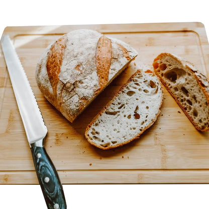 Masters & Burrell Premium Bamboo Cutting Board Large 43 x 32.5 x 2 cm Organic Wooden Chopping Board for Bread Fruits Vegetables Chopping Boards for Kitchens Built-in 3 Compartments Double Sided