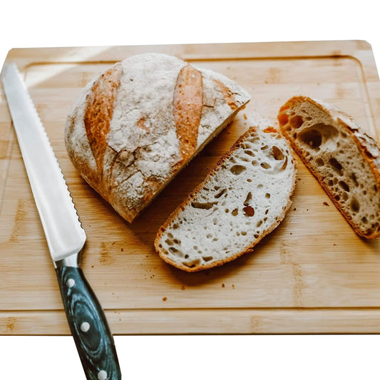 Masters & Burrell Premium Bamboo Cutting Board Large 43 x 32.5 x 2 cm Organic Wooden Chopping Board for Bread Fruits Vegetables Chopping Boards for Kitchens Built-in 3 Compartments Double Sided