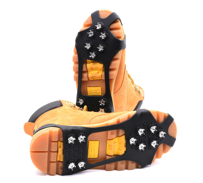 Winter Wise Ice Grips for Shoes and Boots 10-Stud Anti Slip Winter Ice Grippers Universal Slip-on Stretch Fit Snow Shoes & Ice Spikes Traction Cleats Crampons