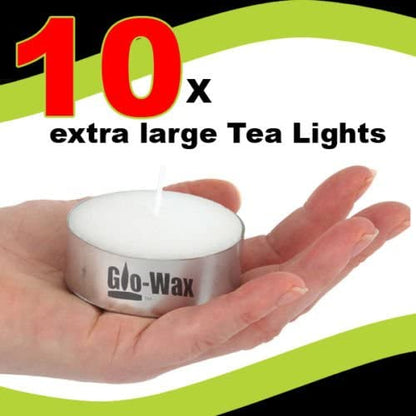 Glo-Wax Giant Tea Lights – Extra Large Unscented Long Burning Tea Lights Candles for Home & Outdoor Ambience, 10-Hour Maxi Candles – White Wax Set for Decor, Events & Relaxation