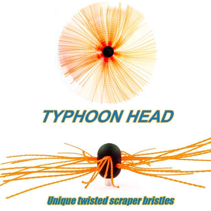 Chimney Typhoon Power Sweeping Set Flexible Nylon Rods & Brush Head Rotary Drill Drive Chimney Kit Flue Cleaner Removes Soot