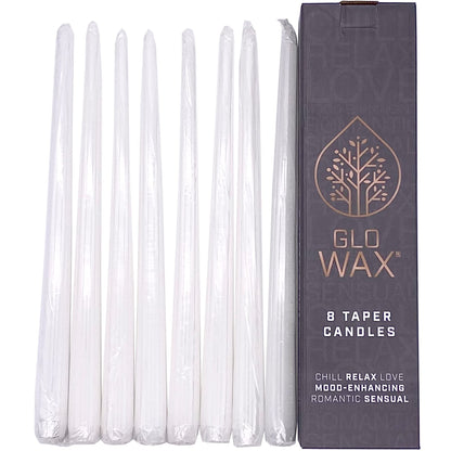 Glo-Wax Tapered Dinner Candles Ivory or White Dripless Unscented 8 Hour Long Burning Time 2.2 x 30cm Classic Decorative Wedding Romantic Tall Candles