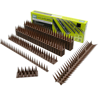 Fence Wall Spikes Garden Tall Bird Spikes Cat Pigeon Deterrent Coverage of Approx.16M Per Box Anti Climb 44 x 4.3 x 3.8cm Warning Sign Included & Screws