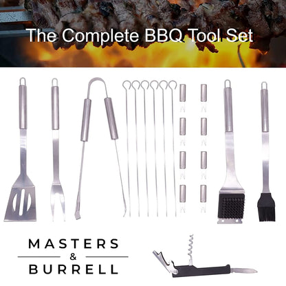 BBQ Tools Set with Carry Case, Heavy Duty Stainless Steel Barbecue Grill Accessories with Storage Bag, Complete Premium Outdoor BBQ Utensil Set Birthday Gift for Men