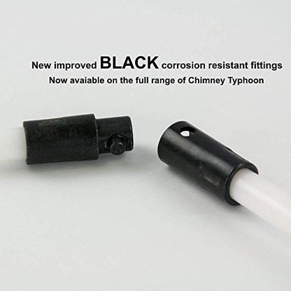 Chimney Typhoon Power Sweeping Set Flexible Nylon Rods & Brush Head Rotary Drill Drive Chimney Kit Flue Cleaner Removes Soot