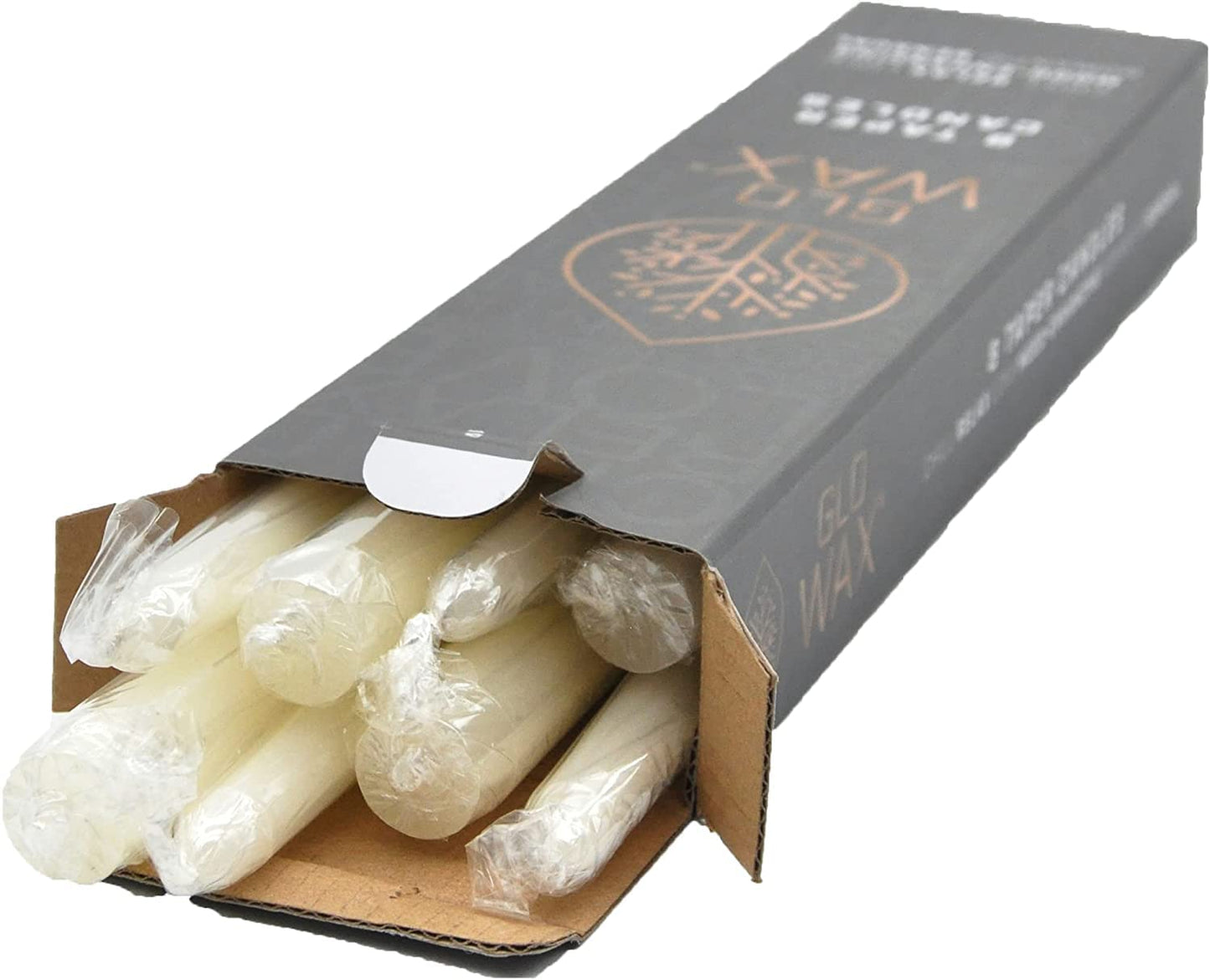 Glo-Wax Tapered Dinner Candles Ivory or White Dripless Unscented 8 Hour Long Burning Time 2.2 x 30cm Classic Decorative Wedding Romantic Tall Candles