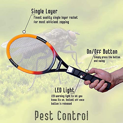 The Executioner Twin Pack Electric Bug Zapper Fly Swatter Wasp, Mosquito, Bug, Insect Killer Single Layer Racket Efficient Zapping Indoor Outdoor Long Handle 50cm (The Executioner 2 Pack)