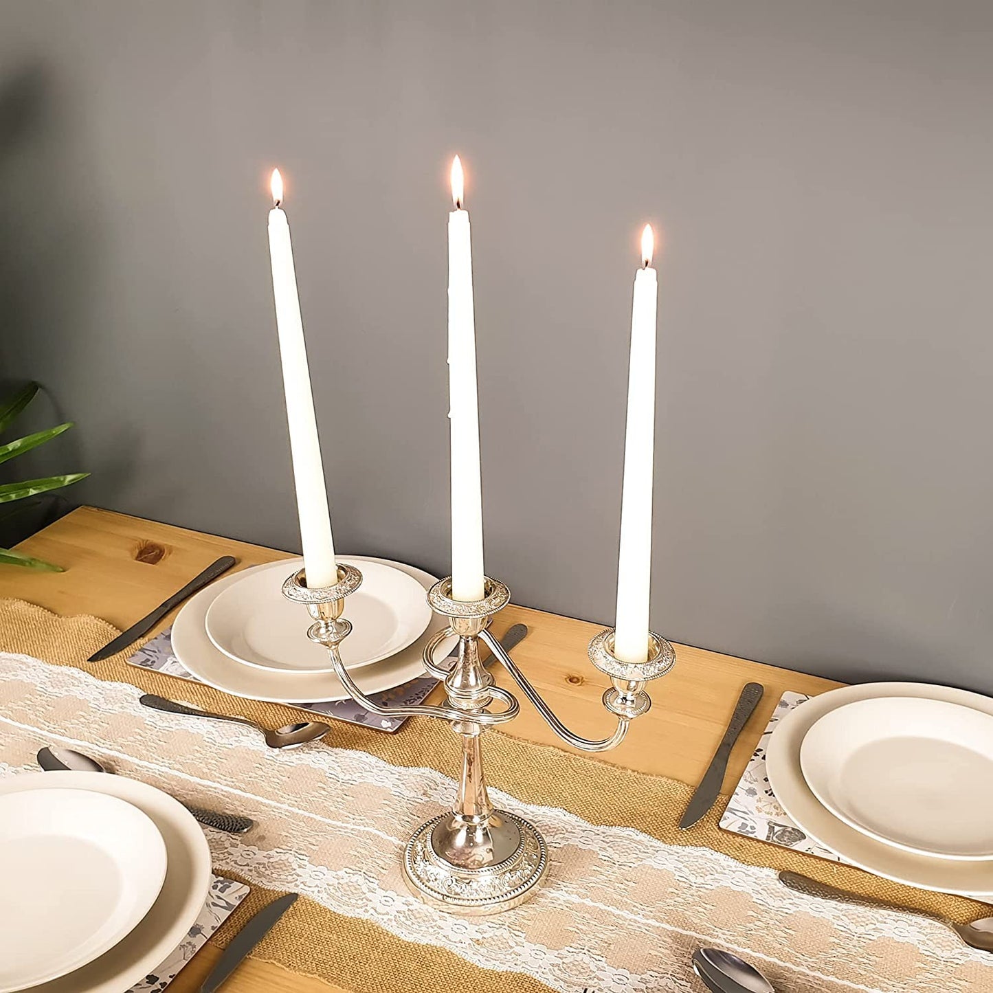 Glo-Wax Tapered Dinner Candles Ivory or White Dripless Unscented 8 Hour Long Burning Time 2.2 x 30cm Classic Decorative Wedding Romantic Tall Candles