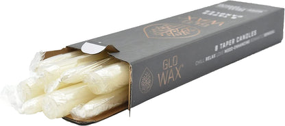 Glo-Wax Tapered Dinner Candles Ivory or White Dripless Unscented 8 Hour Long Burning Time 2.2 x 30cm Classic Decorative Wedding Romantic Tall Candles