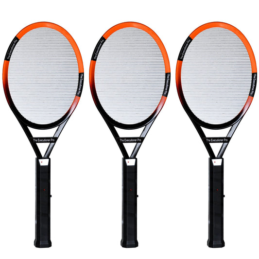 The Executioner Pro 3 Pack Electric Bug Zapper Fly Swatter Wasp, Mosquito, Bug, Insect Killer Single Layer Racket Efficient Zapping Indoor Outdoor Long Handle 56cm (The Executioner Pro 3 Pack)