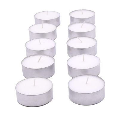 Glo-Wax Giant Tea Lights – Extra Large Unscented Long Burning Tea Lights Candles for Home & Outdoor Ambience, 10-Hour Maxi Candles – White Wax Set for Decor, Events & Relaxation