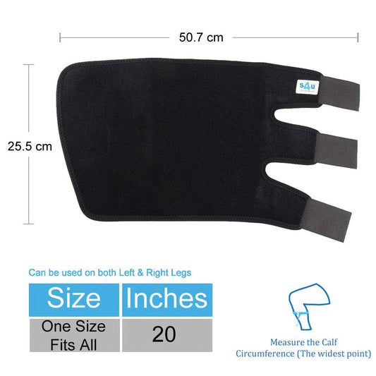 S4U Calf Compression Brace Calf Support for Men and Women for Muscle, Strain and Sprain Relief for Sports Deluxe Extra Comfort Breathable One Size Black