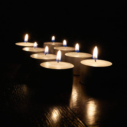 Glo-Wax Tea Lights Candles 8 Hour Burn White Unscented T Lights Quality Long Lasting for Home Décor 3.7 x 2.4cm