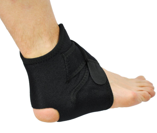 S4U Ankle Support Open-Heel Ankle Brace with Adjustable Straps, for Achilles Tendonitis, Weak Ankles, Ligament Damage, Sprains and Sports Injuries Breathable Neoprene Sleeve, One Size Black