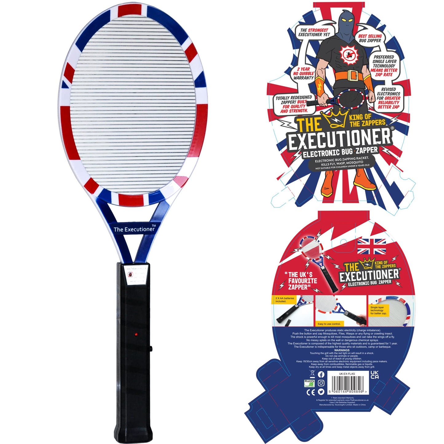 The Executioner Electric Fly Swatter Bug Zapper Racket Fly Wasp Mosquito Insect Killer Single Layer Pest Control for Indoor and Outdoor