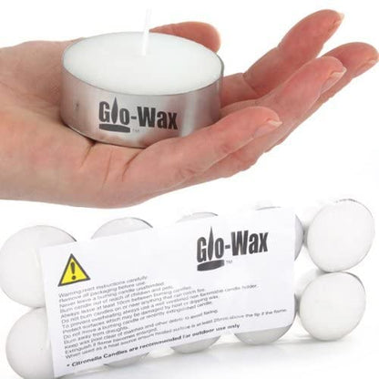 Glo-Wax Giant Tea Lights – Extra Large Unscented Long Burning Tea Lights Candles for Home & Outdoor Ambience, 10-Hour Maxi Candles – White Wax Set for Decor, Events & Relaxation