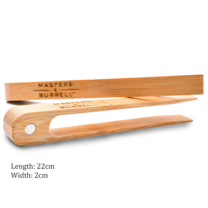 Masters & Burrell Magnetic Bamboo Toaster Tongs Kitchen Tongs for Grabbing Toast with Strong Magnet to Easily Attach on The Toaster 22cm x 2cm Set of 2