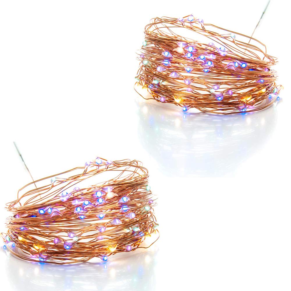 100 LED Fairy Lights 10.5M Now with 105 LEDs 8 Function USB Power Supply Copper & Black Wire S4U