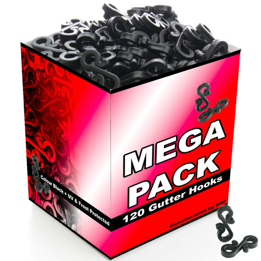 S4U Gutter Hooks for Outdoor Lights 120pcs Plastic S Gutter Clips for Hanging Outside Christmas Lights, String Lights, Icicle Fairy Lights - Black