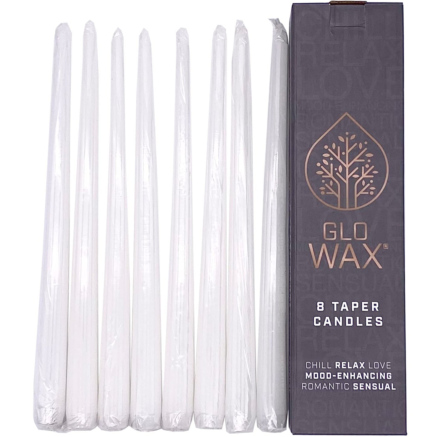 Glo-Wax Tapered Dinner Candles Ivory or White Dripless Unscented 8 Hour Long Burning Time 2.2 x 30cm Classic Decorative Wedding Romantic Tall Candles
