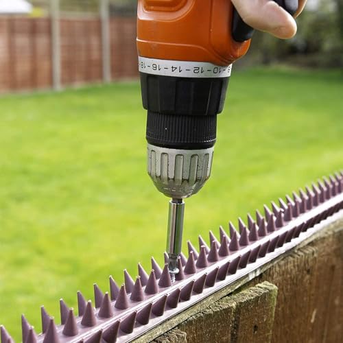 S4U Fence Wall Spikes Garden Security Guard Anti Climb Cat Bird Spikes Intruder Pest Deterrent 50 x 4.5 x 1.5cm Warning Sign & Screws Included