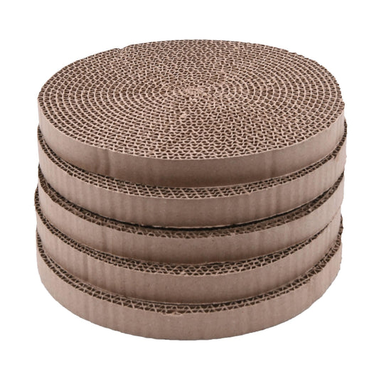 Cat Scratch Pads Round Cardboard Replacement Scratcher Insert Refill Scratching Pad 25.8cm Diameter Catnip Included Pack of 5