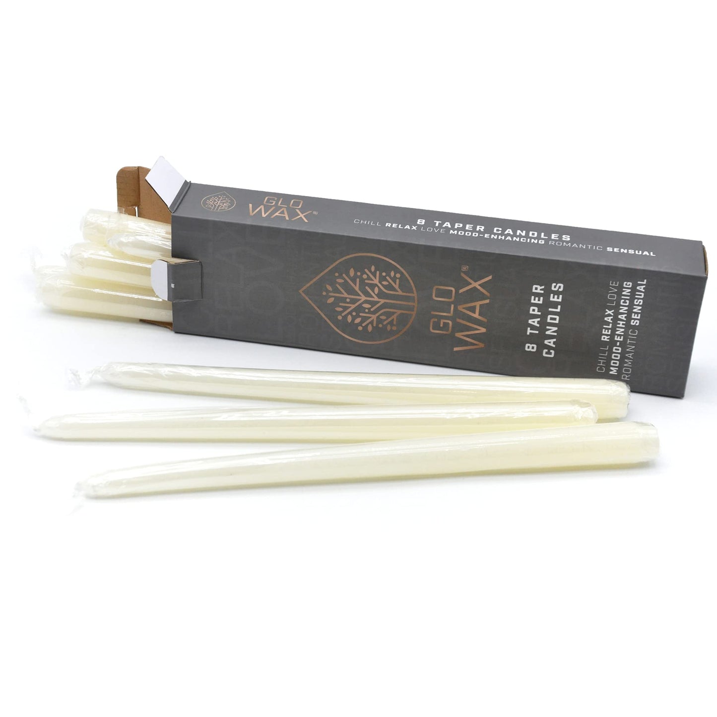 Glo-Wax Tapered Dinner Candles Ivory or White Dripless Unscented 8 Hour Long Burning Time 2.2 x 30cm Classic Decorative Wedding Romantic Tall Candles