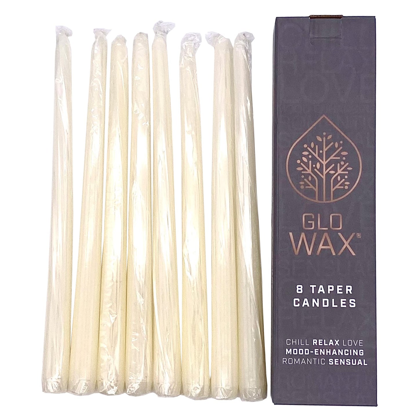 Glo-Wax Tapered Dinner Candles Ivory or White Dripless Unscented 8 Hour Long Burning Time 2.2 x 30cm Classic Decorative Wedding Romantic Tall Candles