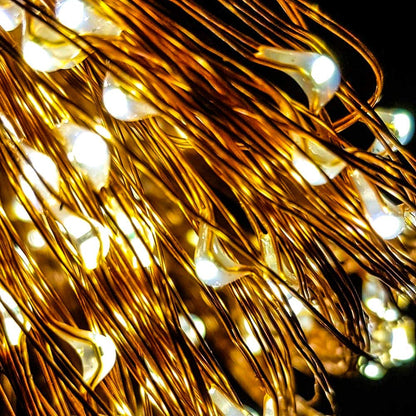 100 LED Fairy Lights 10.5M Now with 105 LEDs 8 Function USB Power Supply Copper & Black Wire S4U